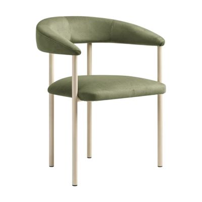 Scaun de living verde/crem cu cotiere tapițat Lea – Micadoni