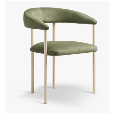 Scaun de living verde/crem cu cotiere tapițat Lea – Micadoni