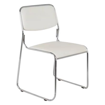 Scaun de oaspeti Randin cu spatar rabatabil, cu picioare din crom, Alb - Negru, 42x44x77 cm - Alb