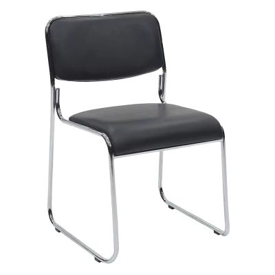 Scaun de oaspeti Randin cu spatar rabatabil, cu picioare din crom, Alb - Negru, 42x44x77 cm - Negru
