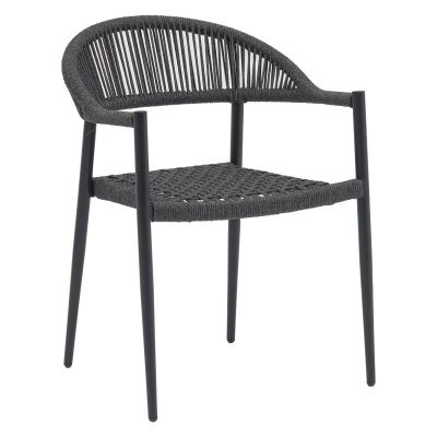Scaun exterior Freiburg, Negru - Gri, 59x57x77 cm - Gri