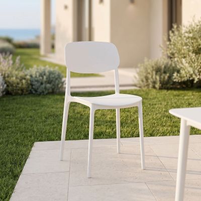 Scaun stivuibil Berdian, mint, polipropilena, Diverse culori, 38x49x79 cm - Alb