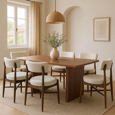 Set de sufragerie Eleganza-Raudi 7 piese, nuc, 180x99x76 cm - Nuc