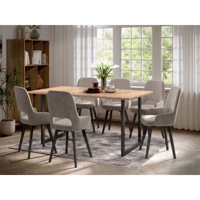 Set Masa Olive + 6 Scaune Berna Catifea Bej