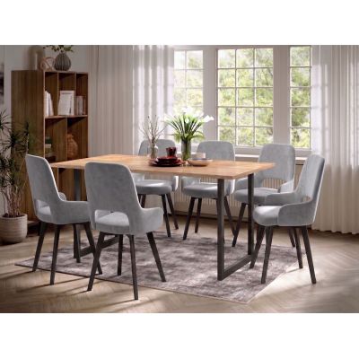 Set Masa Olive + 6 Scaune Berna Catifea Gri