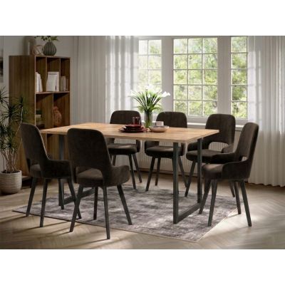 Set Masa Olive + 6 Scaune Berna Catifea Maro