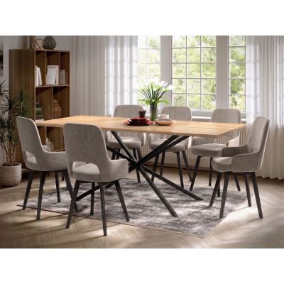 Set Masa Otis + 6 Scaune Berna Catifea Bej