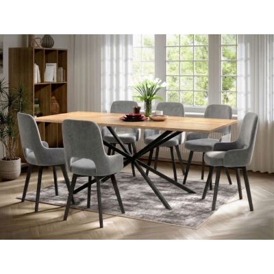 Set Masa Otis + 6 Scaune Berna Catifea Gri