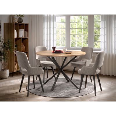 Set Masa Rotunda Spira + 4 Scaune Berna Catifea Bej