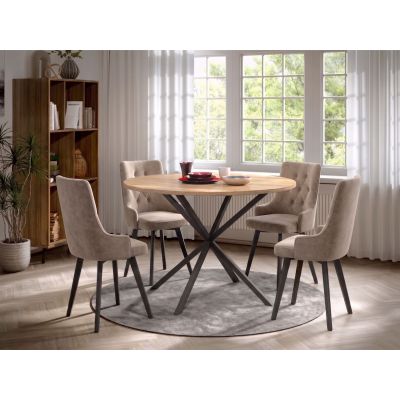 Set Masa Rotunda Spira + 4 Scaune Talin Bej