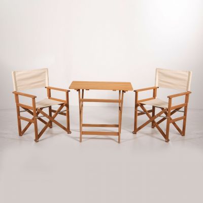 Set masa si scaune de gradina (3 Pieces), Hanah Home, MYR03, Crem