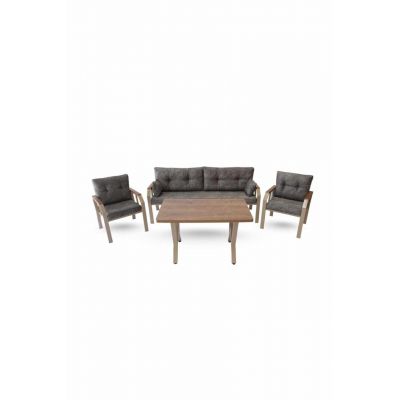 Set mobilier de gradina, Hanah Home, 3+1+1, Metal, Gri