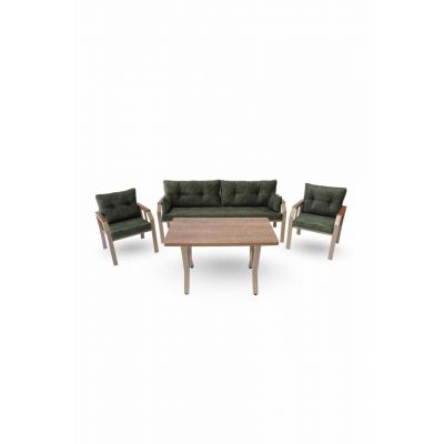 Set mobilier de gradina, Hanah Home, 3+1+1, Metal, Verde