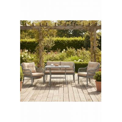 Set mobilier de gradina, Hanah Home, Fiori, ALUMINIU, Bej