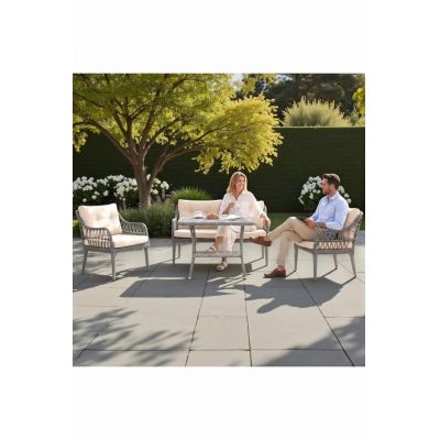 Set mobilier de gradina, Hanah Home, Fiori, ALUMINIU, Crem