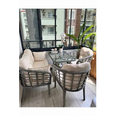 Set mobilier de gradina, Hanah Home, Manolya, ALUMINIU, Bej