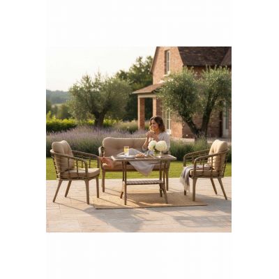 Set mobilier de gradina, Hanah Home, Manolya, ALUMINIU, Bej
