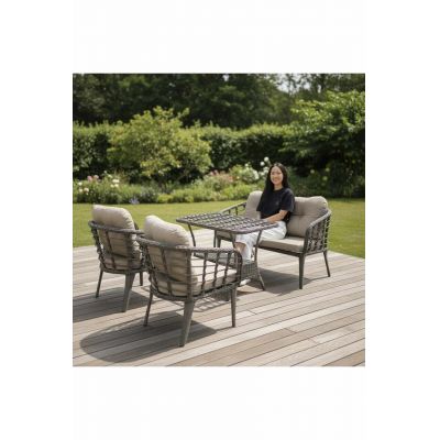 Set mobilier de gradina, Hanah Home, Manolya, ALUMINIU, Gri