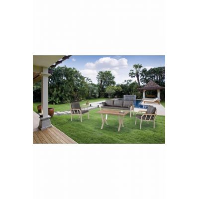 Set mobilier de gradina, Hanah Home, Nergiz 3+1+1, Metal, Maro