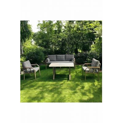Set mobilier de gradina, Hanah Home, Nergiz Mermer 3+1+1, Metal, Gri