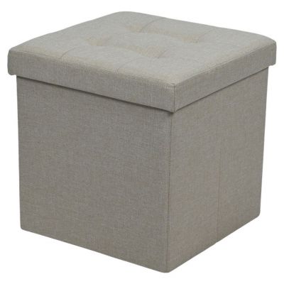 Taburet Cu Spațiu Depozitare din textil, material pe bază de lemn,