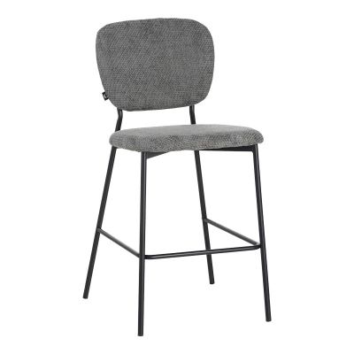 Taburet de bar cu functie reglabila, Bouclé Gri Închis, Negre, 48x54x100 cm