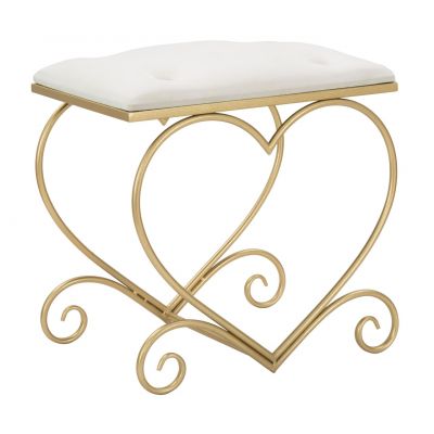 Taburet Heart, Mauro Ferretti, 50x37.5x51.5 cm, catifea, crem
