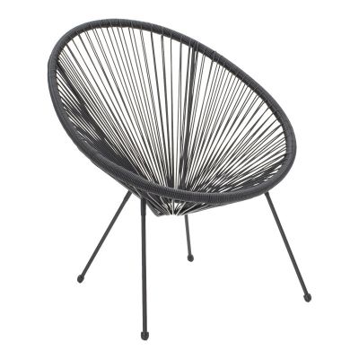 Fotoliu Acapulco cu structură metalică și aspect rattan, Metal și Rattan, Alb - Negru, 68x74x84 cm - Negru