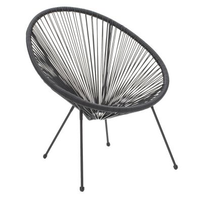 Fotoliu Acapulco metal negru- pe negru, 71x76x85 cm - Negru