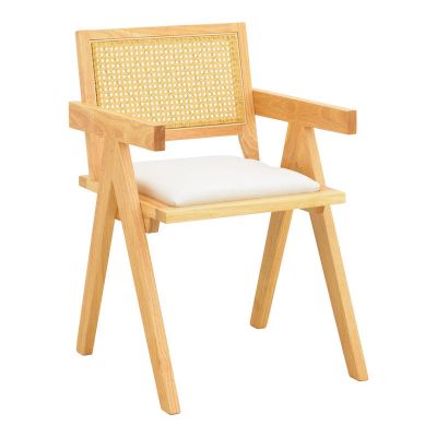 Fotoliu cu design elegant Winslow, Lemn de Rubberwood, Alb, 51x54x80 cm - Natur