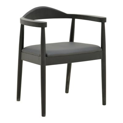 Fotoliu cu perna Joube, Lemn de Cauchuc, Negru, 59x48x73 cm - Negru