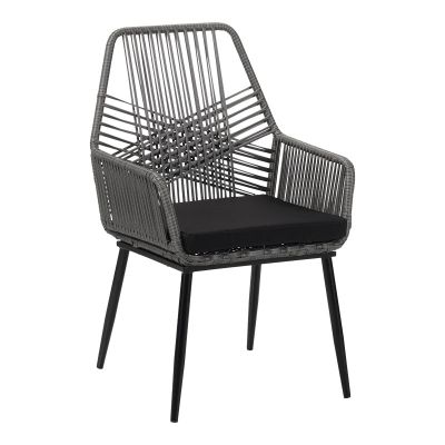 Fotoliu de exterior, Tanish, ratan, gri deschis, 58x58x87 cm - Gri