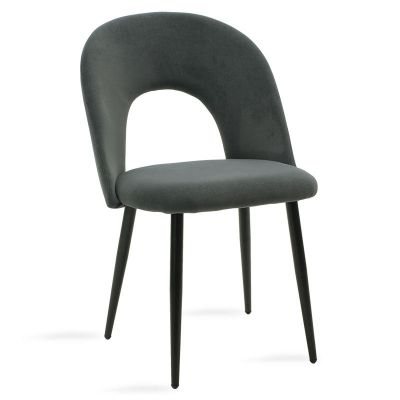 Fotoliu Jonah catifea, picioare, negre, Diverse culori, 57x55 cm - Gri Inchis