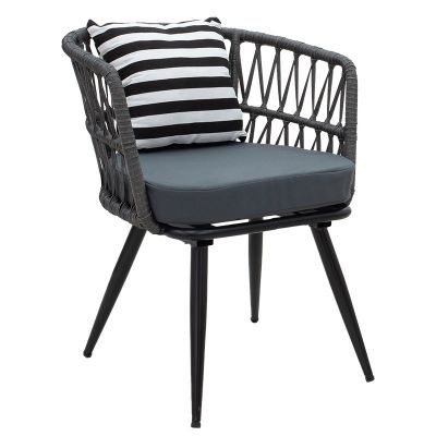 Fotoliu Naoki metal negru-pe Gri-perna, negru/alb, 65x62x77 cm - Gri