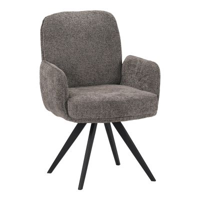 Fotoliu pivotant cu funcție Novo, Stil Modern, Material Bouclé Alb, Picioare Metal, Negru, 66x60x90 cm - BLACK - GREY