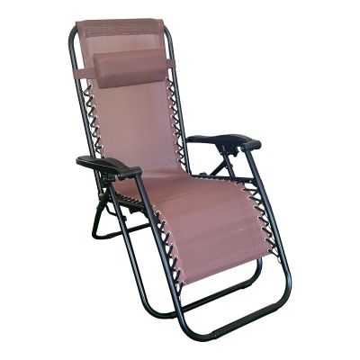 Fotoliu relaxant pliabil Mirka, Textilenă-Metal, Maro-Negru, 65x165x110 cm - Maro