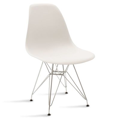 Scaun Adelle PP pet Gri cu picior inox 46x55x81cm - Alb