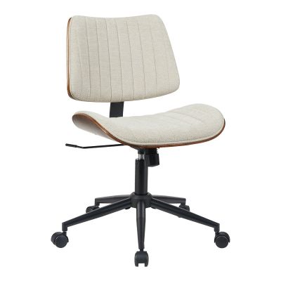 Scaun birou Amani cu ergonomie, Lemn, Nuc & Bej, 52x54x90 cm - Bej