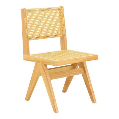 Scaun cu design natural Winslow, Lemn Rubberwood-Ratan, 46x58x80 cm - Natur
