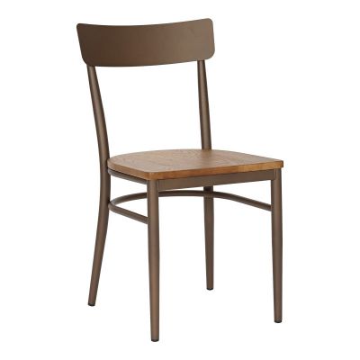 Scaun cu schelet metalic Zerca, Lemn de Cauciuc, Natural, 49x44x82 cm - Maro