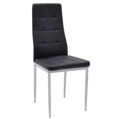Scaun Cube, picioare, cromate, 48x50x90 cm - Negru