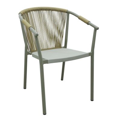 Scaun de aluminiu Convince stivuibil cu cadru maro-textilen-PE din rattan, 56x63x82 cm - Maro