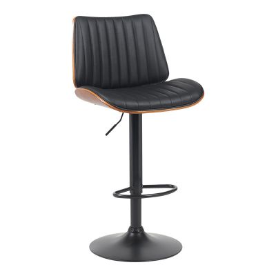 Scaun de bar Amani, PU si metal, 51x54x88-107 cm - Negru