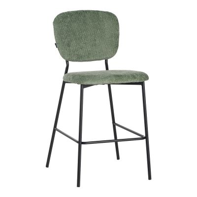 Scaun de bar cu functie înalta Cathair, tesatura Bouclé, Verde, 48x54x100 cm - Verde