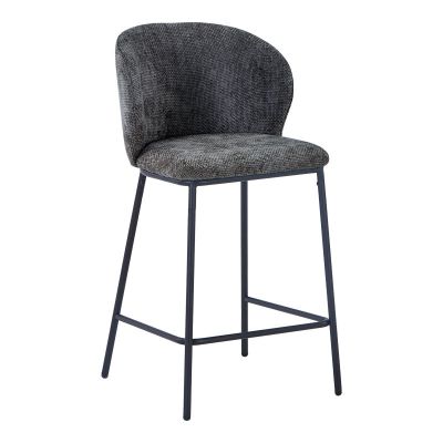 Scaun de bar cu tapițerie, Karg, Textil/Metal, Bej - Gri, 49x46x93 cm - Gri