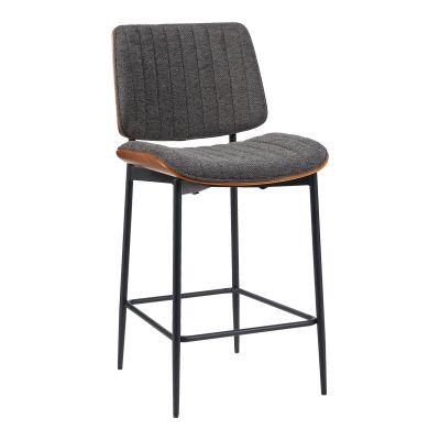 Scaun de bar Kathy cu șezut, Lemn, Nuc Gri, 48x52x96 cm - Gri