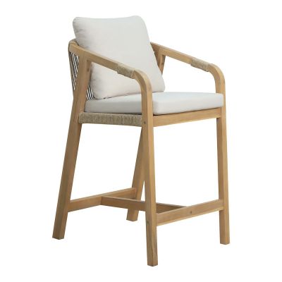 Scaun de bar Luciana lemn masiv de salcâm-tesatura, bej, 68x55x98 cm - Bej