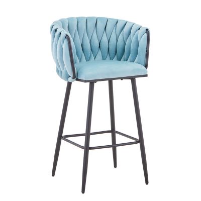 Scaun de bar Vivian siel catifea metal, negru, 57x50x100 cm - Albastru