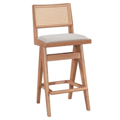 Scaun de bar Winslow, Negru - Nuc, 46x44x98 cm - Nuc