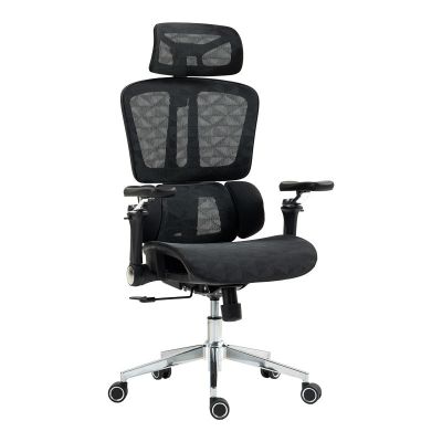 Scaun de birou ergonomic Jeffer, Mesh, Negru, 67x62x115-125 cm - Negru